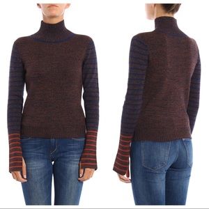 See By Chloe Striped Mock Neck Wool Sweater Sz S